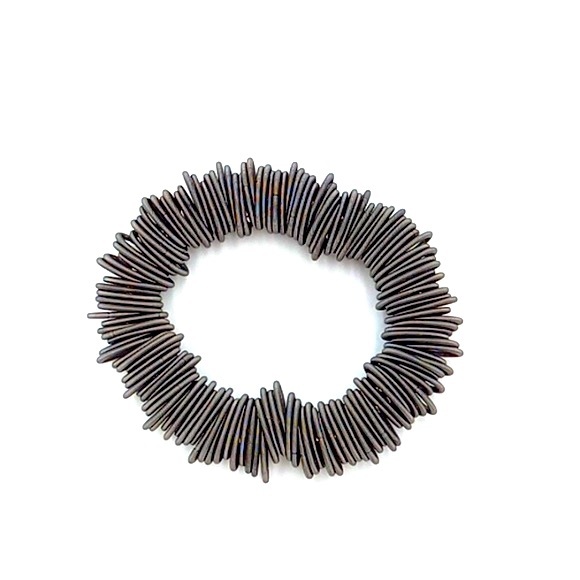 Sea Lily~Slate Spring Ring Bracelet ~Silk Infused Piano Wire w/Hidden Bead Chain - Picture 3 of 5